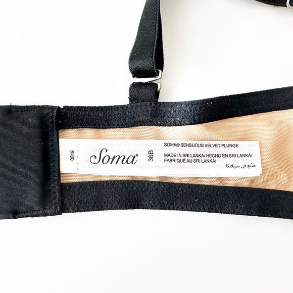 Soma Sensuous Velvet Plunge Soft Tan/Black 36B NWT - Picture 7 of 7